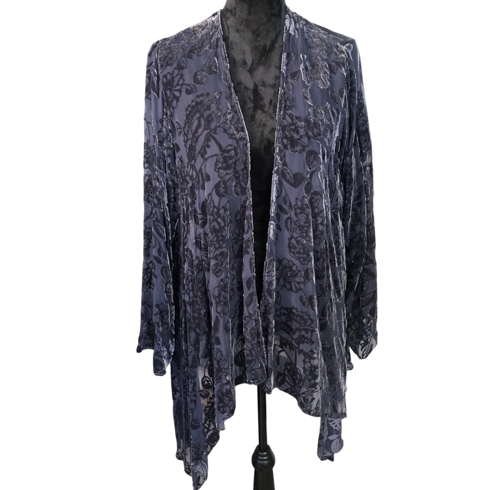 Love and Liberty Purple Burnout Velvet Duster Ethereal Goth Cardigan Sz‎ S